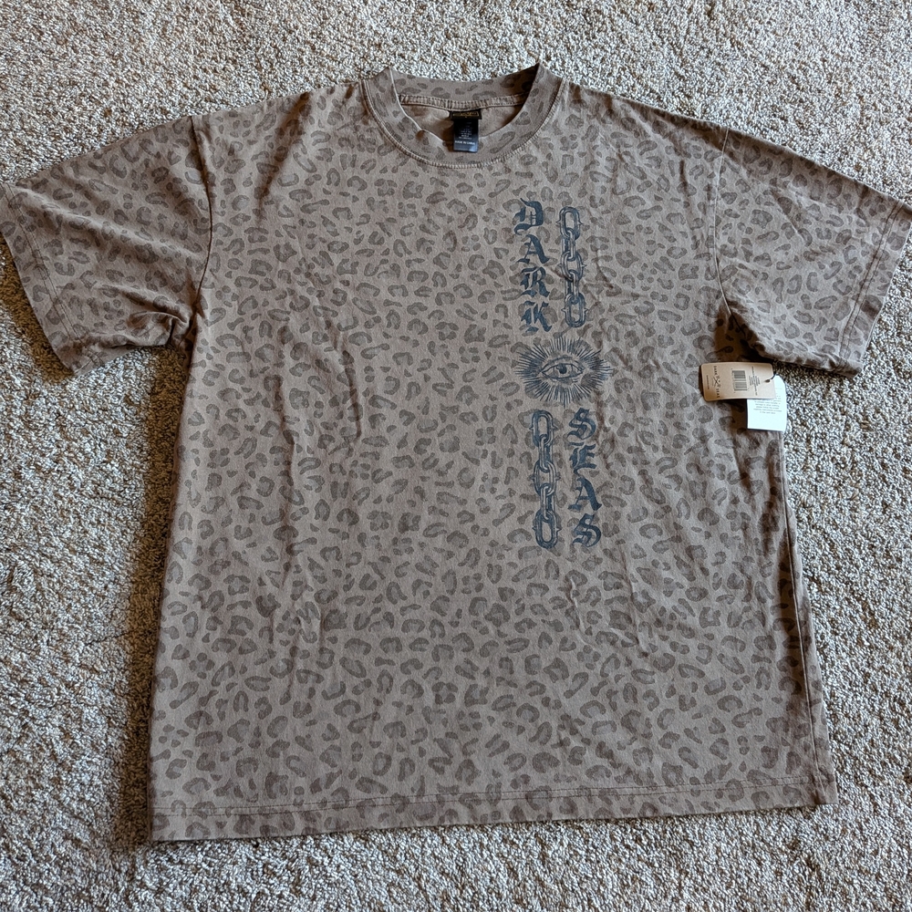 Dead seas Men's Tan Leopard Print T-Shirt